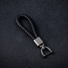 Load image into Gallery viewer, High-Grade Hand Woven Leather Car Keychain 360 Degree Rotating Horseshoe Buckle Jewelry Key Rings Holder Genuine Bag Pendant