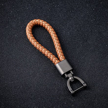 Load image into Gallery viewer, High-Grade Hand Woven Leather Car Keychain 360 Degree Rotating Horseshoe Buckle Jewelry Key Rings Holder Genuine Bag Pendant