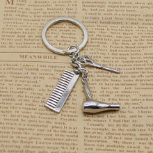 Load image into Gallery viewer, Personality Creative Keychain Barber Gift Comb Scissors Hair Dryer Accessories Keychain